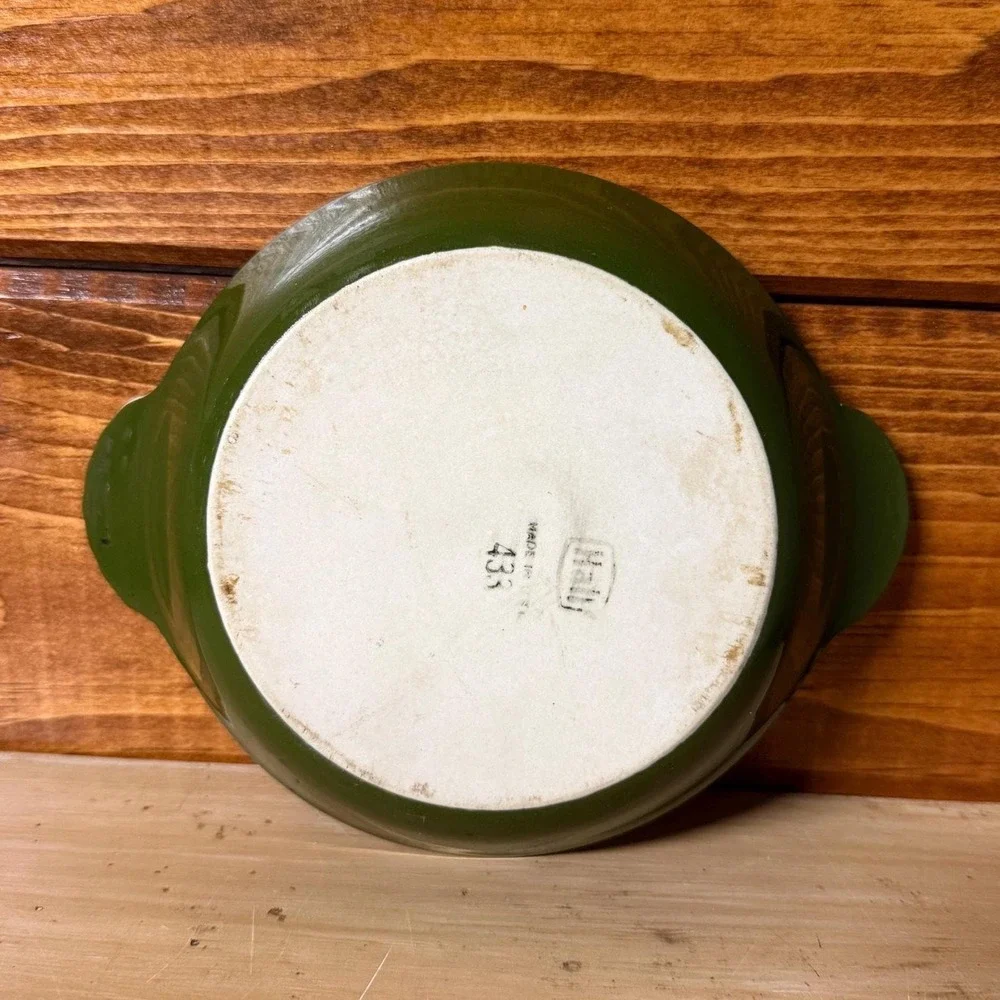 Vintage Hall China Round Au Gratin Dish | Forest Green Individual Baker 435